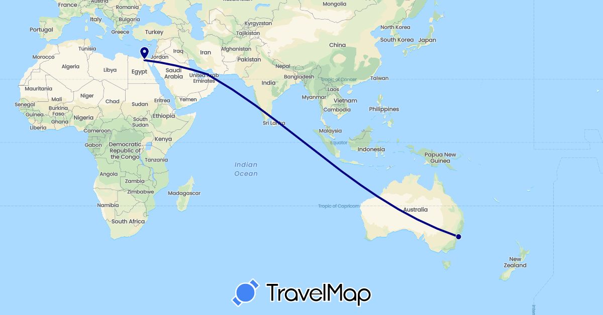 TravelMap itinerary: driving in United Arab Emirates, Australia, Egypt (Africa, Asia, Oceania)